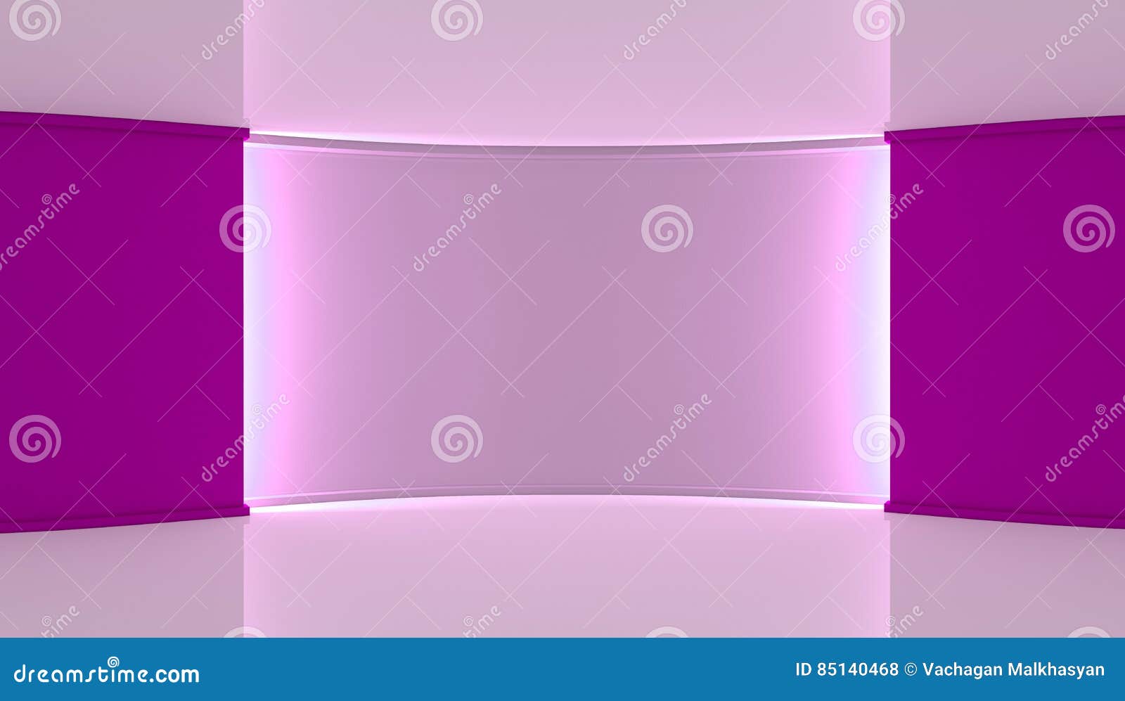 studio. perfect backdrop for any green screen chromakey production. violet and white background, violet wall .3d.
