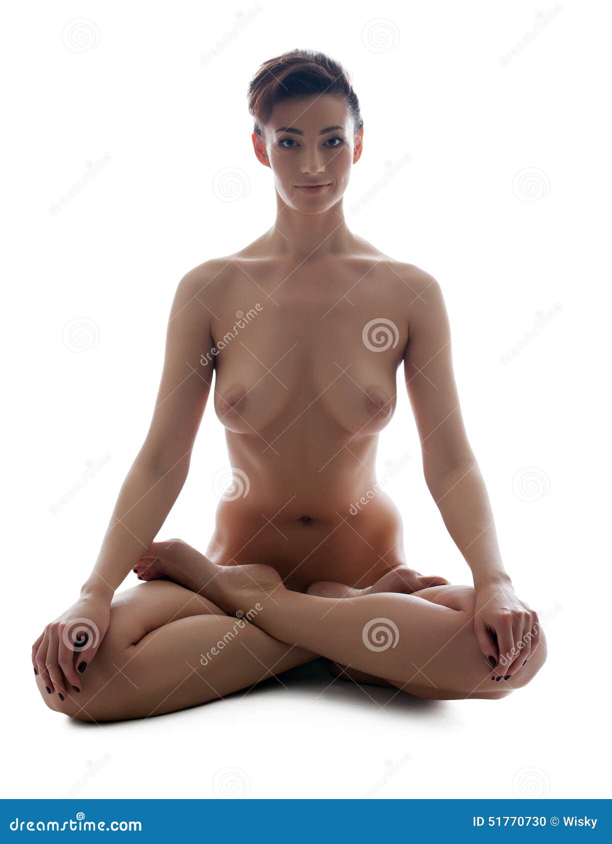 Nude female yoga