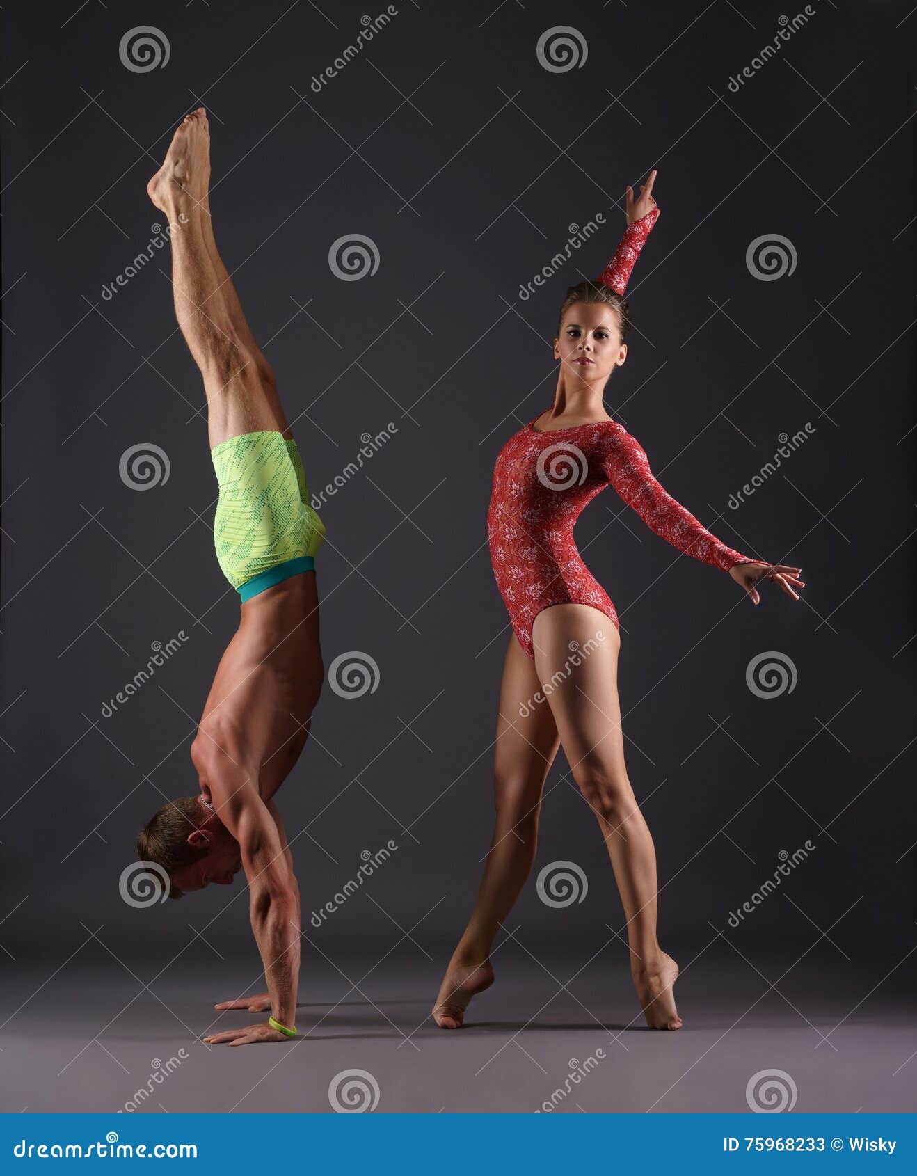 Studio Photo of Sports Gymnasts Posing at Camera Stock Image Image of female, instructor 75968233