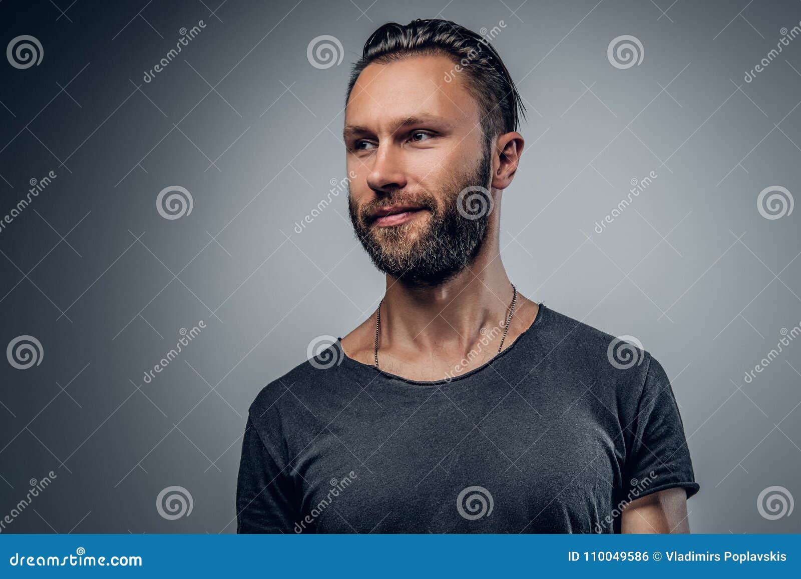 Beard Male in Grey T Shirt. Stock Photo - Image of athletic, homosexual ...