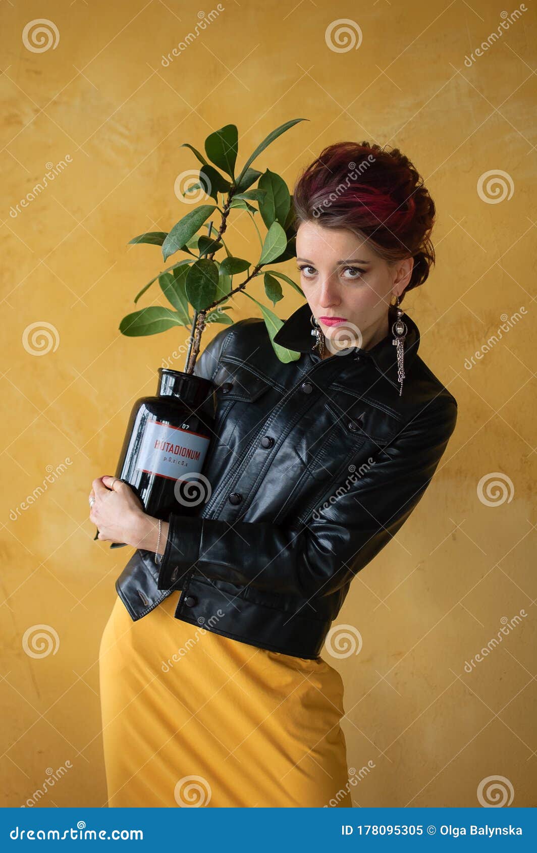 Studio Portrait  Of Glamorous Lady In Punk Rock  Style  Party 