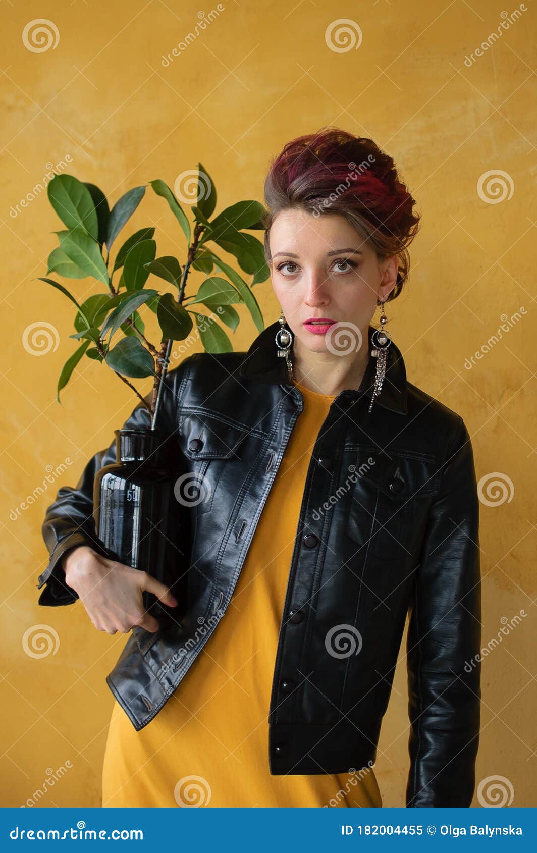 Studio Portrait  Of Glamorous Lady In Punk Rock  Style  Party 