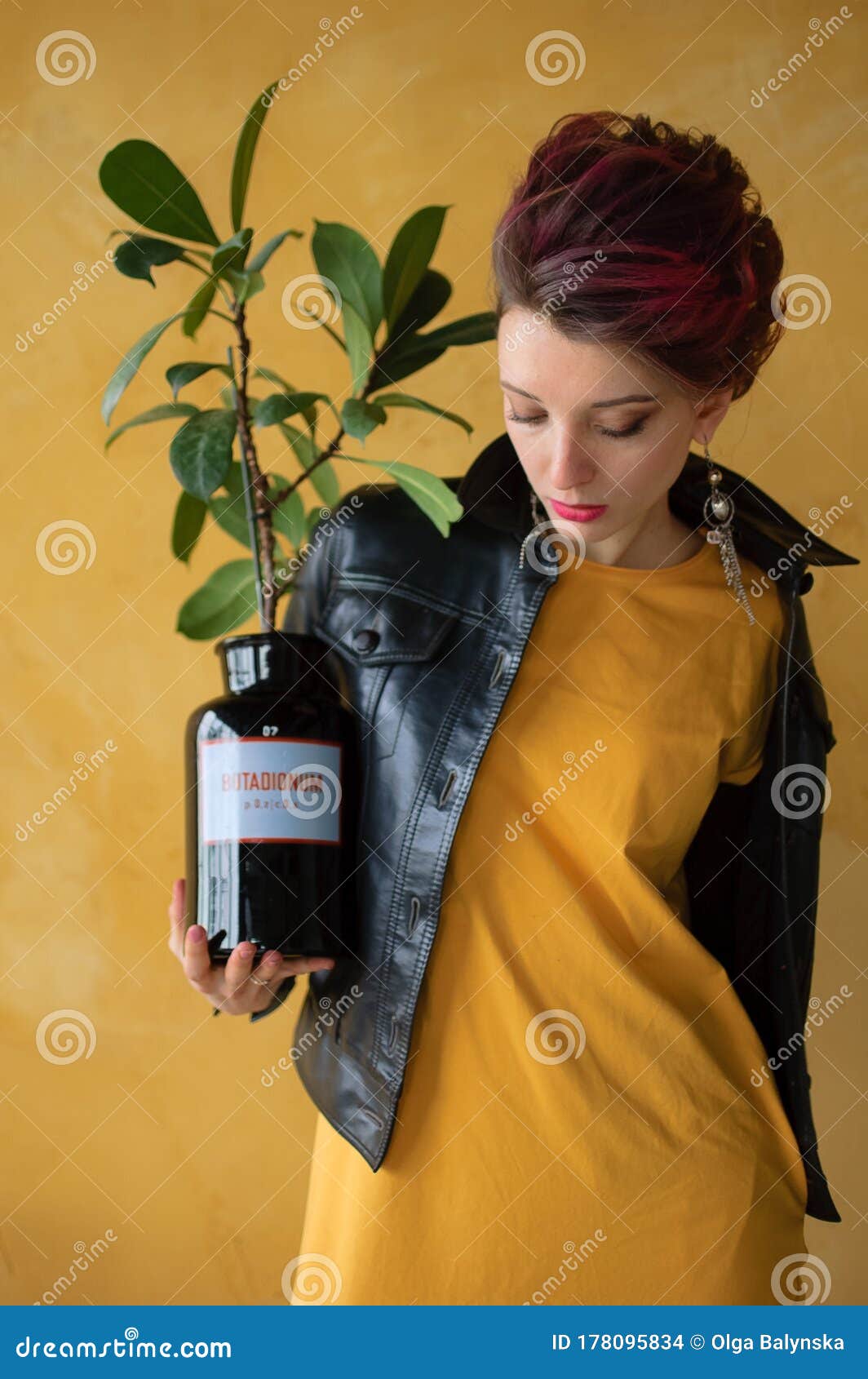 Studio Portrait  Of Glamorous Lady In Punk Rock  Style  Party 