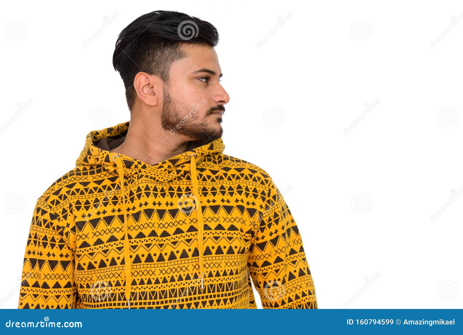 Side View of Young Handsome Indian Man with Body Facing Camera Stock ...