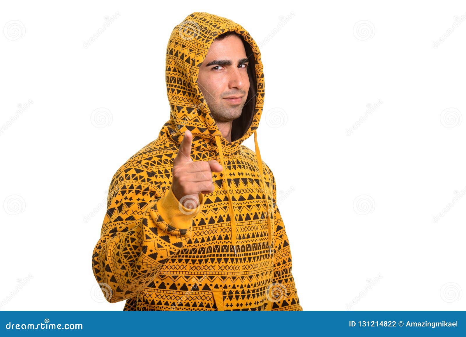 Portrait of Young Handsome Persian Man Wearing Hoodie Stock Photo ...