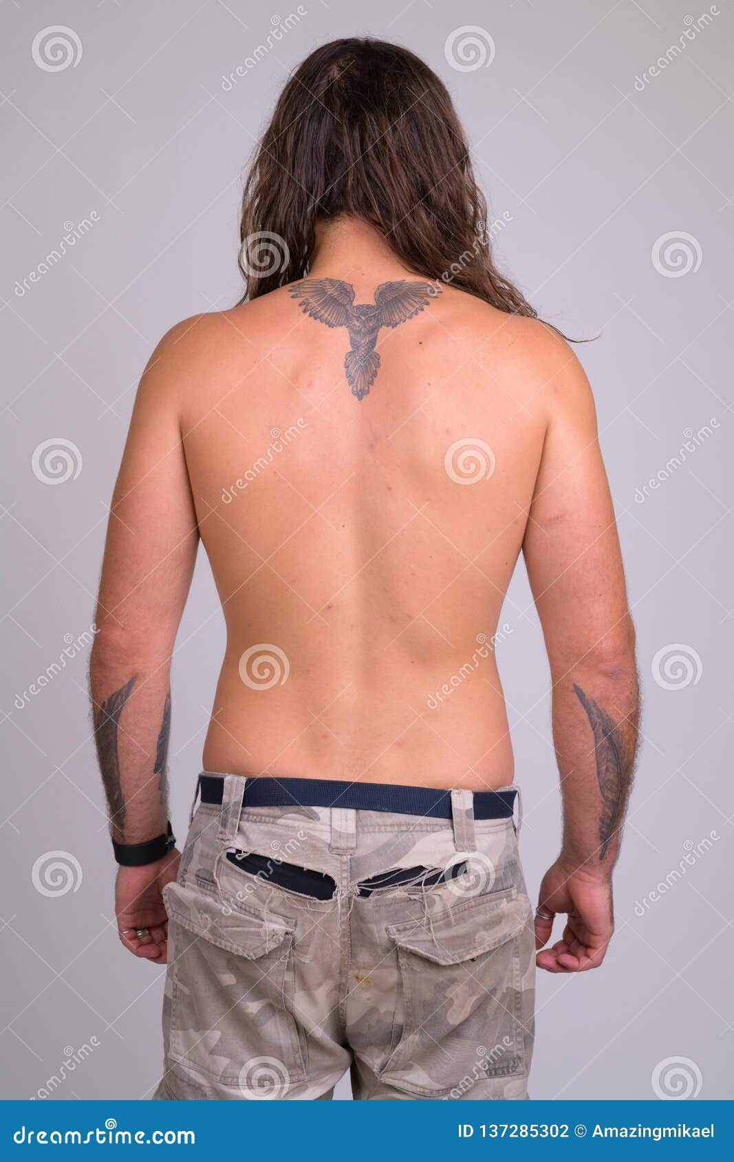Rear View of Young Man with Long Hair Shirtless Stock Photo - Image of rear, macho: 137285302 Rear View of Young Man with Long Hair Shirtless Stock Photo - Image of rear, macho: 137285302