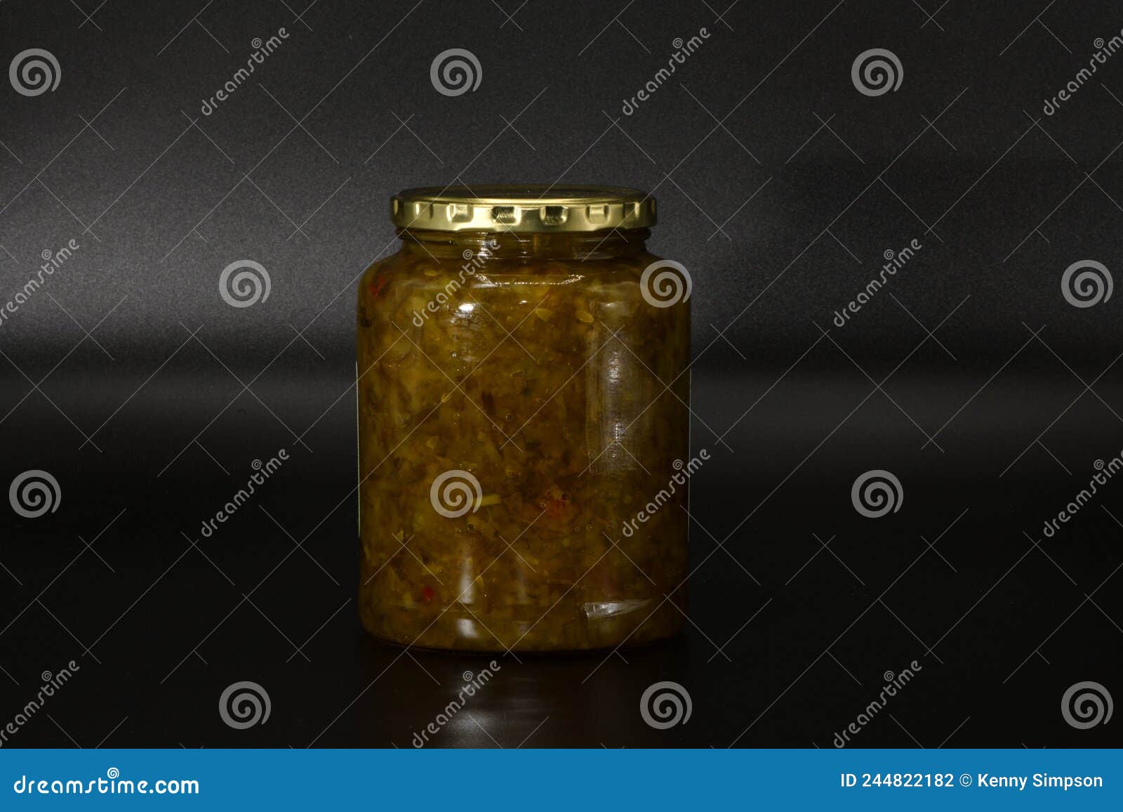 Relish in a glass jar. stock photo. Image of glass, liqueur 244822182