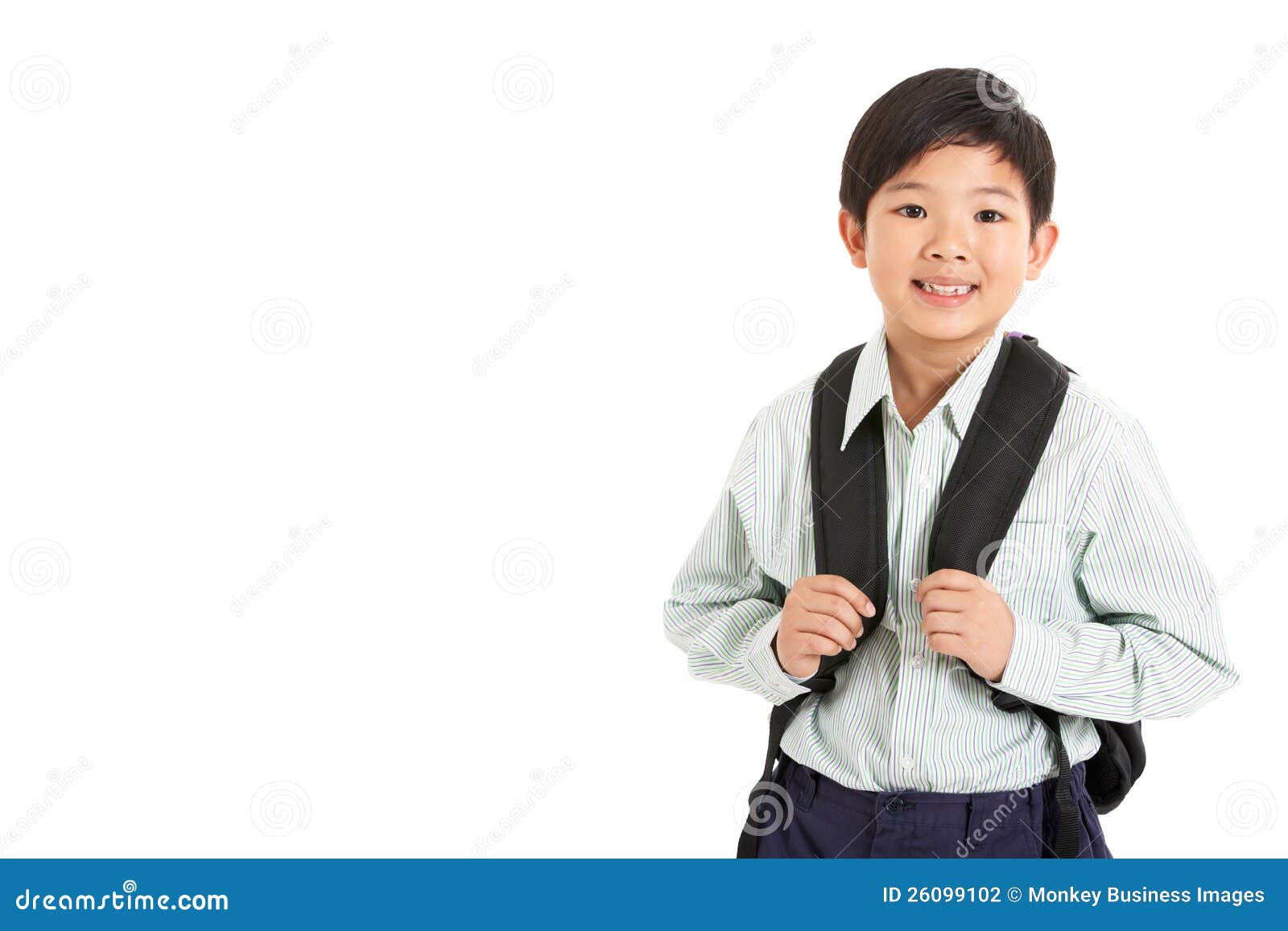 Studio Shot Of Chinese Boy In School Uniform Stock Photography Image