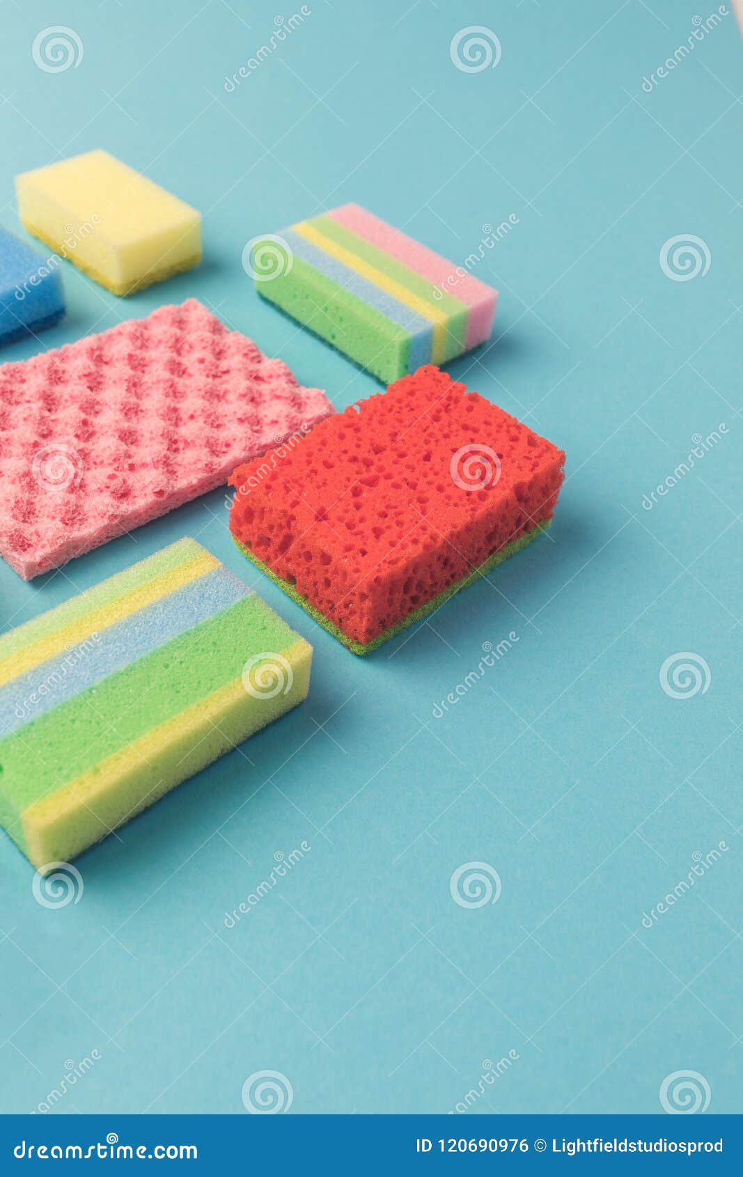 Studio Shot of Different Washing Kitchen Sponges, Stock Photo Image