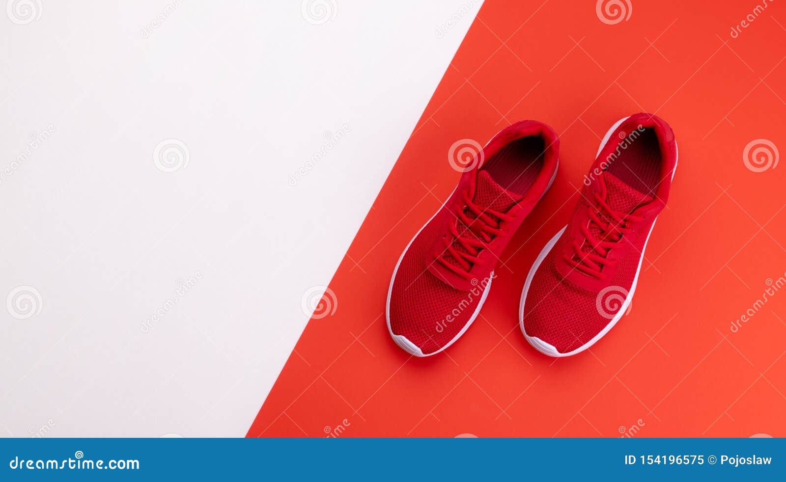 A Studio Shot of Running Shoes on Bright Color Background. Flat Lay ...