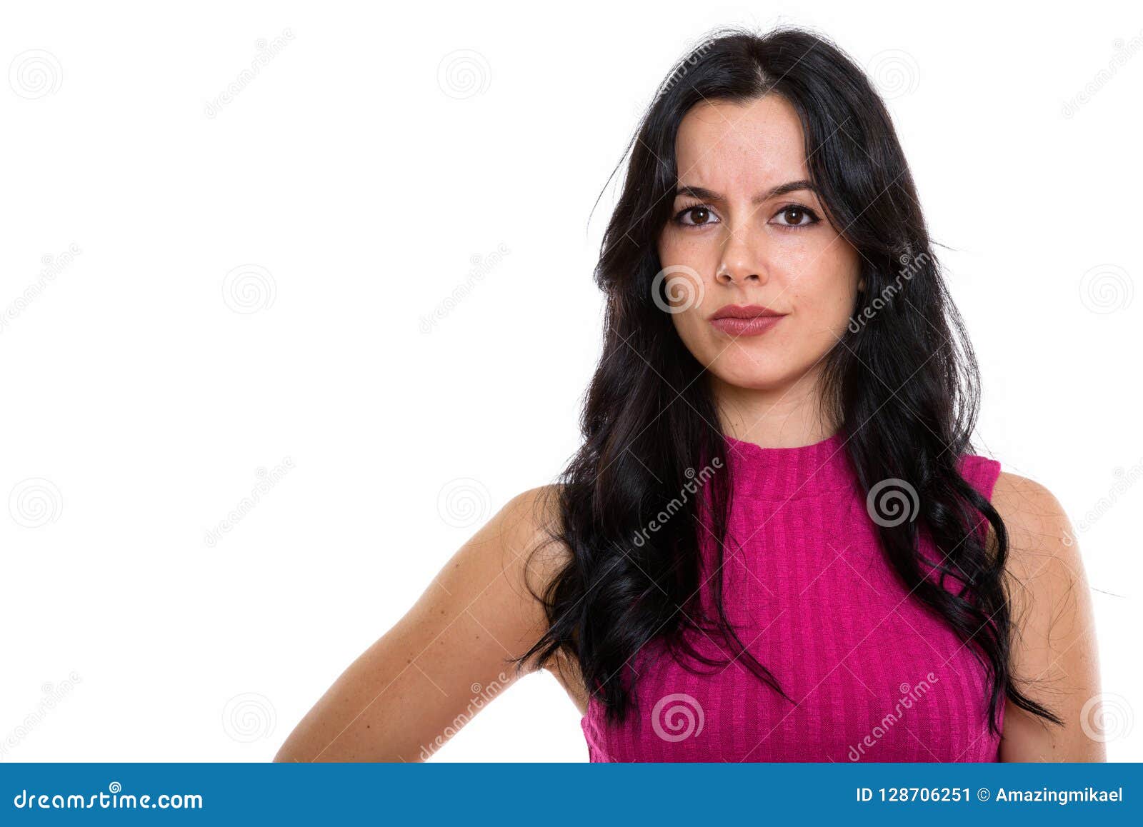 Studio Shot Of Young Beautiful Spanish Woman Stock Image ...