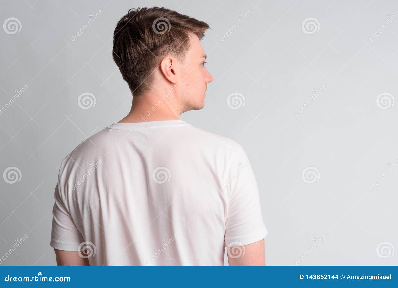 Rear View of Young Handsome Man Looking To the Side Stock Photo - Image ...