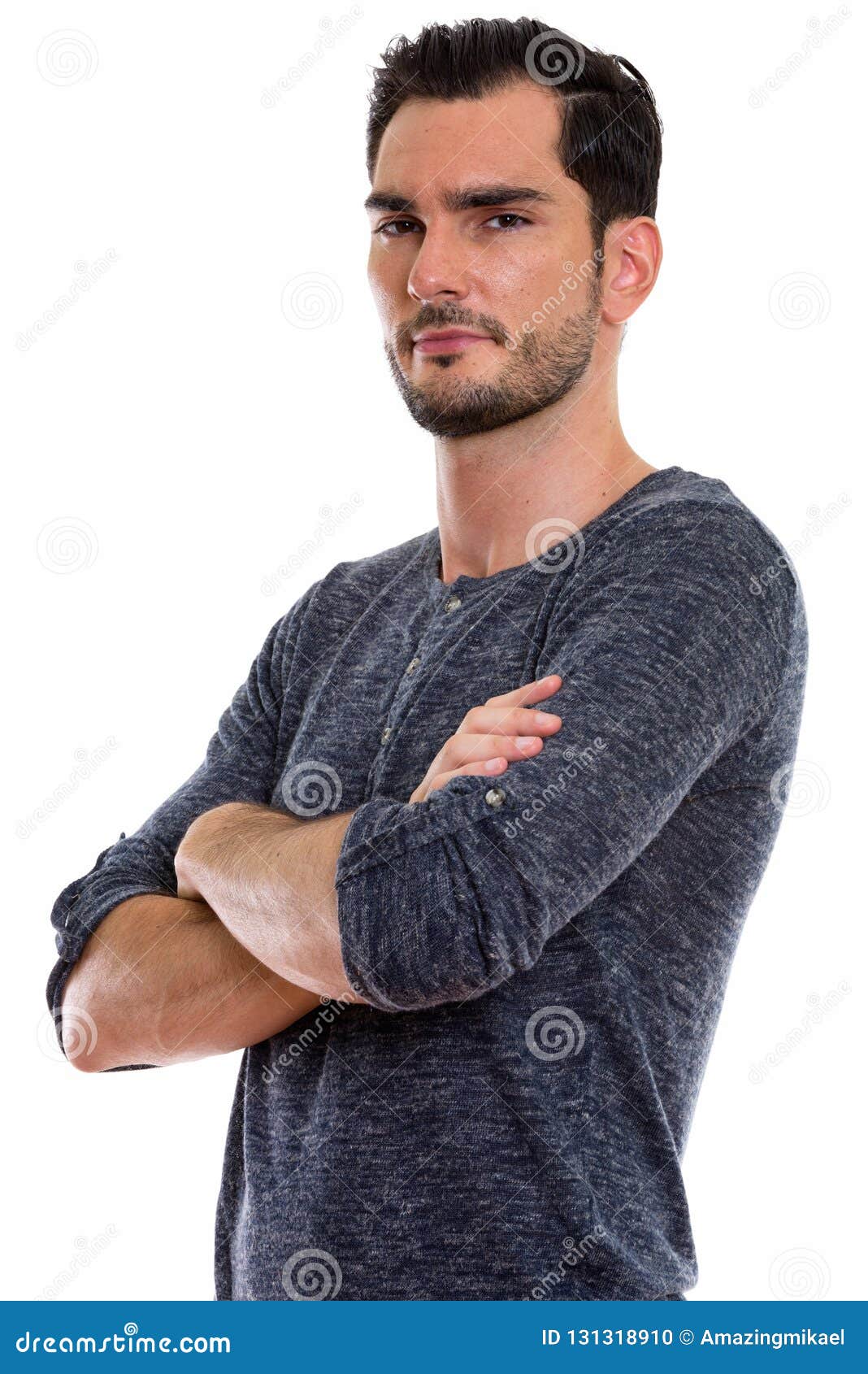 Studio Shot of Young Handsome Man with Arms Crossed Stock Photo - Image ...