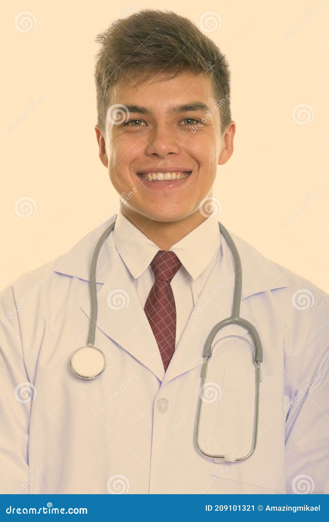 Studio Shot of Young Happy Man Doctor Smiling Stock Image - Image of ...