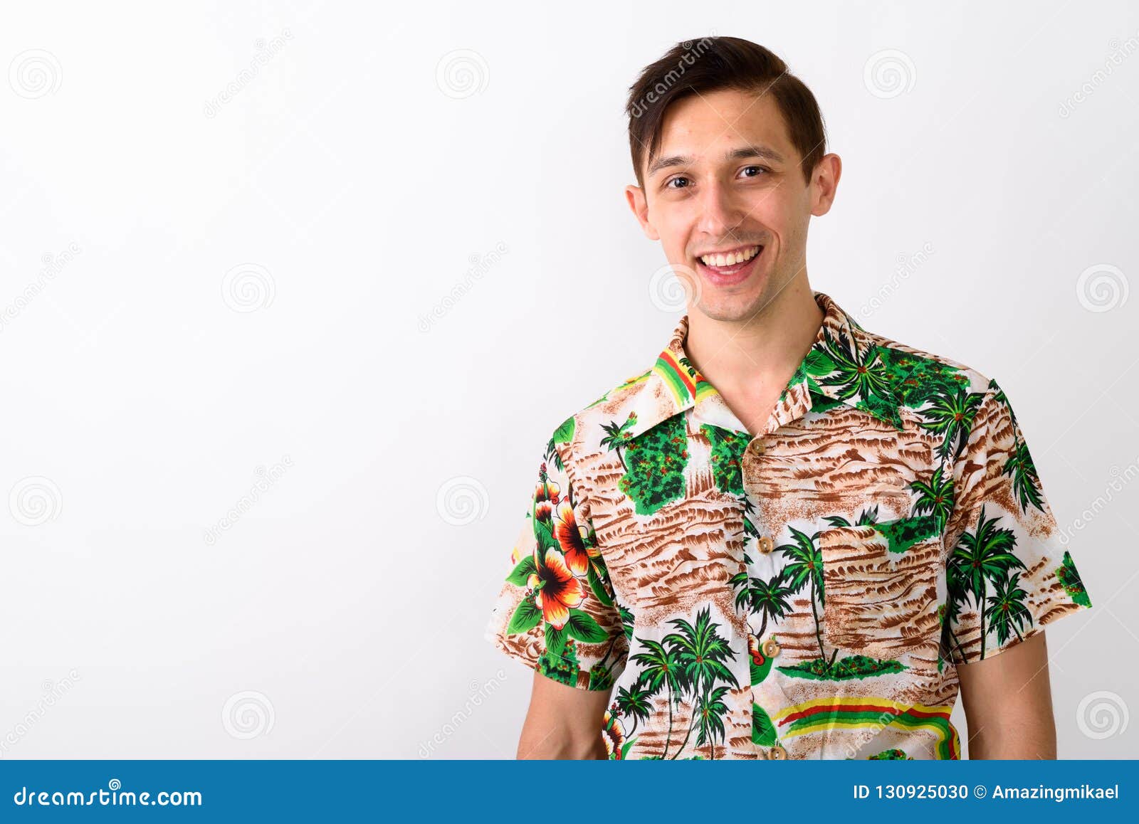 Studio Shot of Young Happy Tourist Man Smiling Against White Bac Stock ...