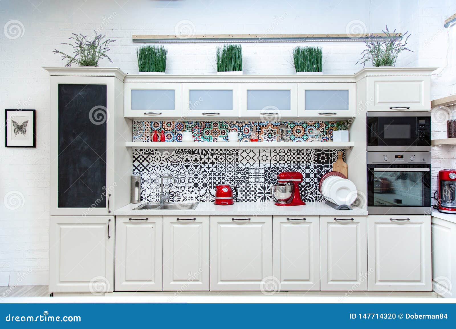 Studio Style Kitchen, Light Design, Modern Style, Classic Design Stock