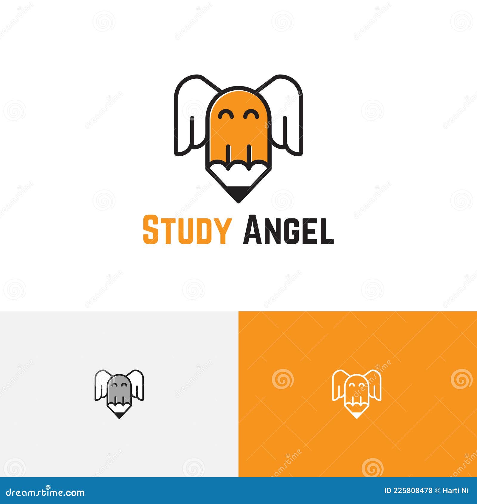 Study Angel Wings Flying Learning Course Fun School Education Logo