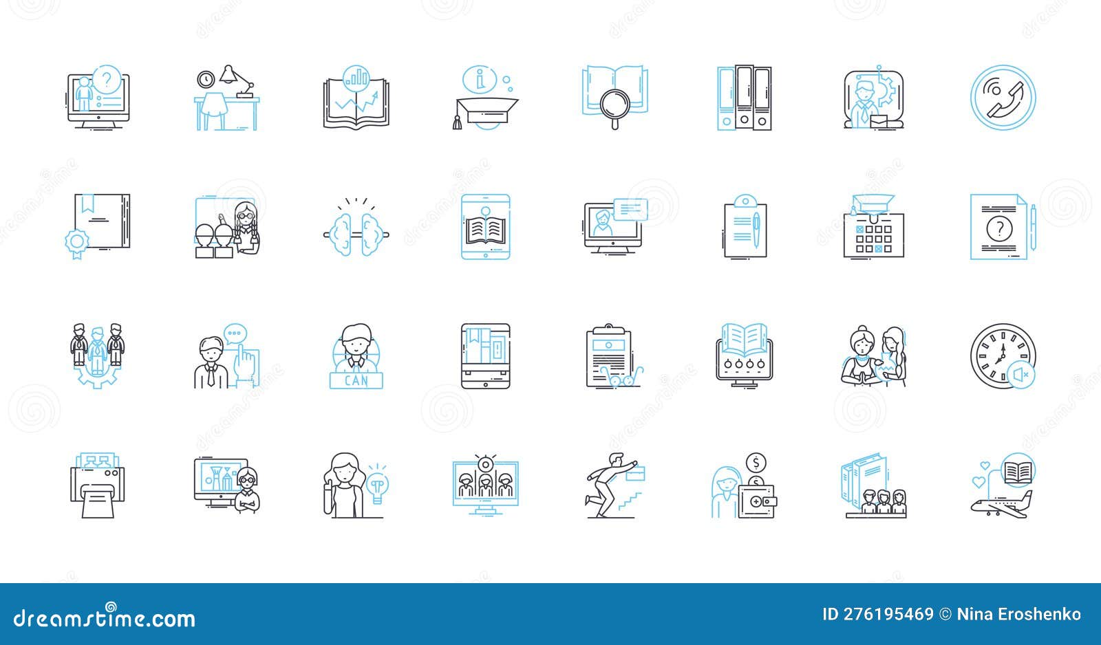 study idea linear icons set. innovation, exploration, experimentation, inquiry, analysis, research, investigation line