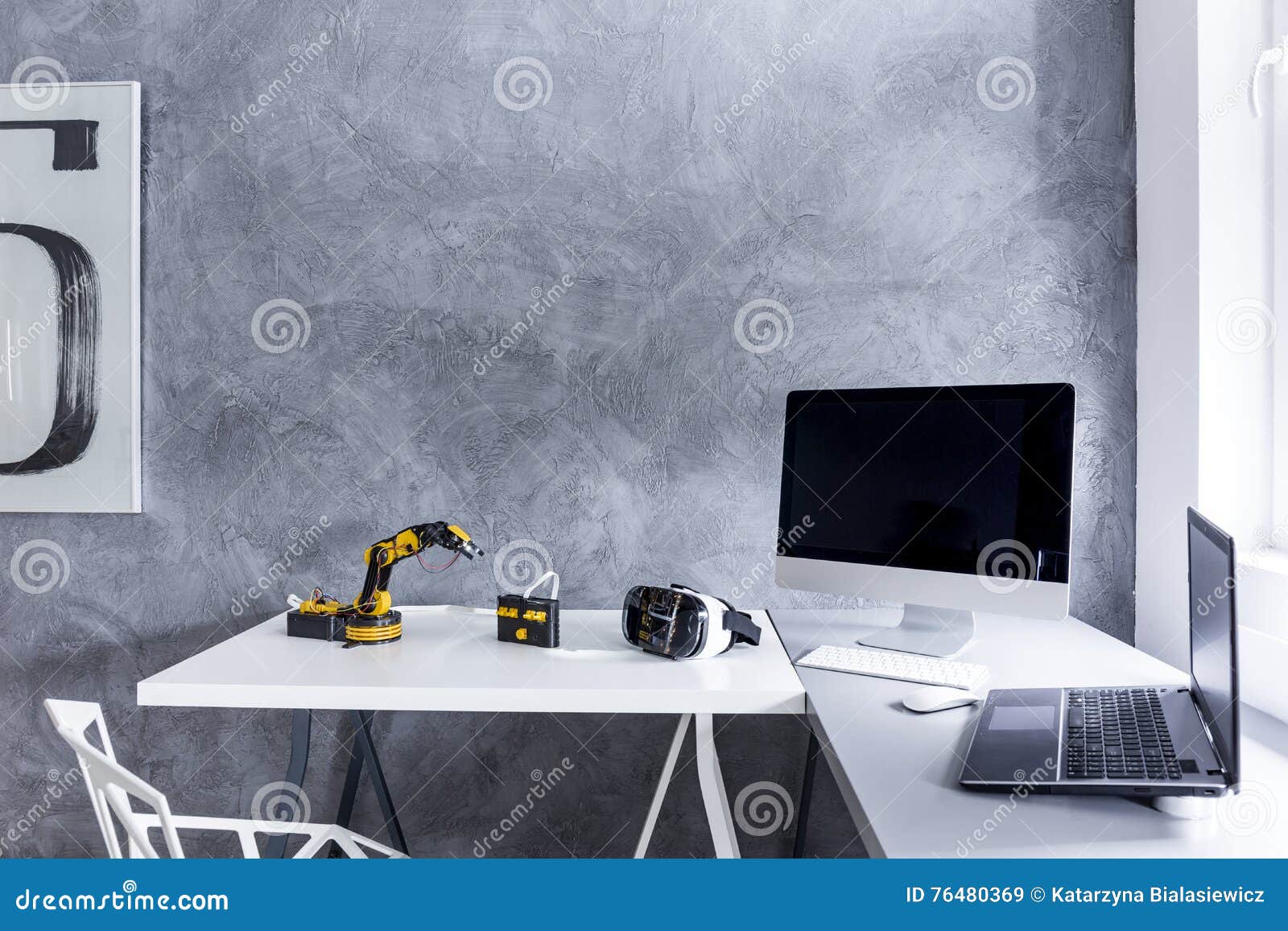 Study Room with Decorative Wall Finish Idea Stock Image Image of