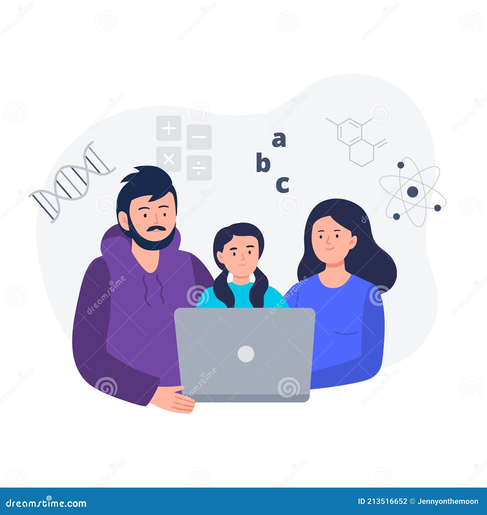 Study Together Parents Help Their Child Do Homework Online Education E Learning Studying At Home Tutorials Vector Stock Vector Illustration Of Family Cartoon 213516652