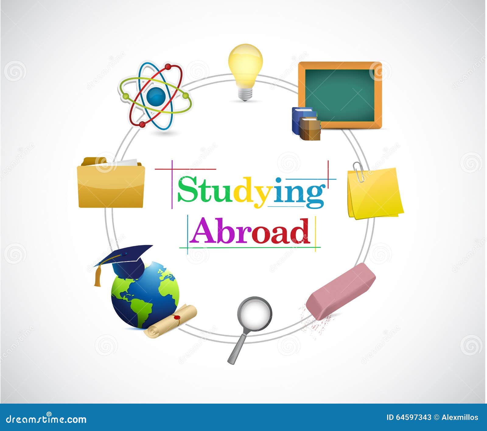 Studying Abroad Globe Sign World Map Illustration | CartoonDealer.com