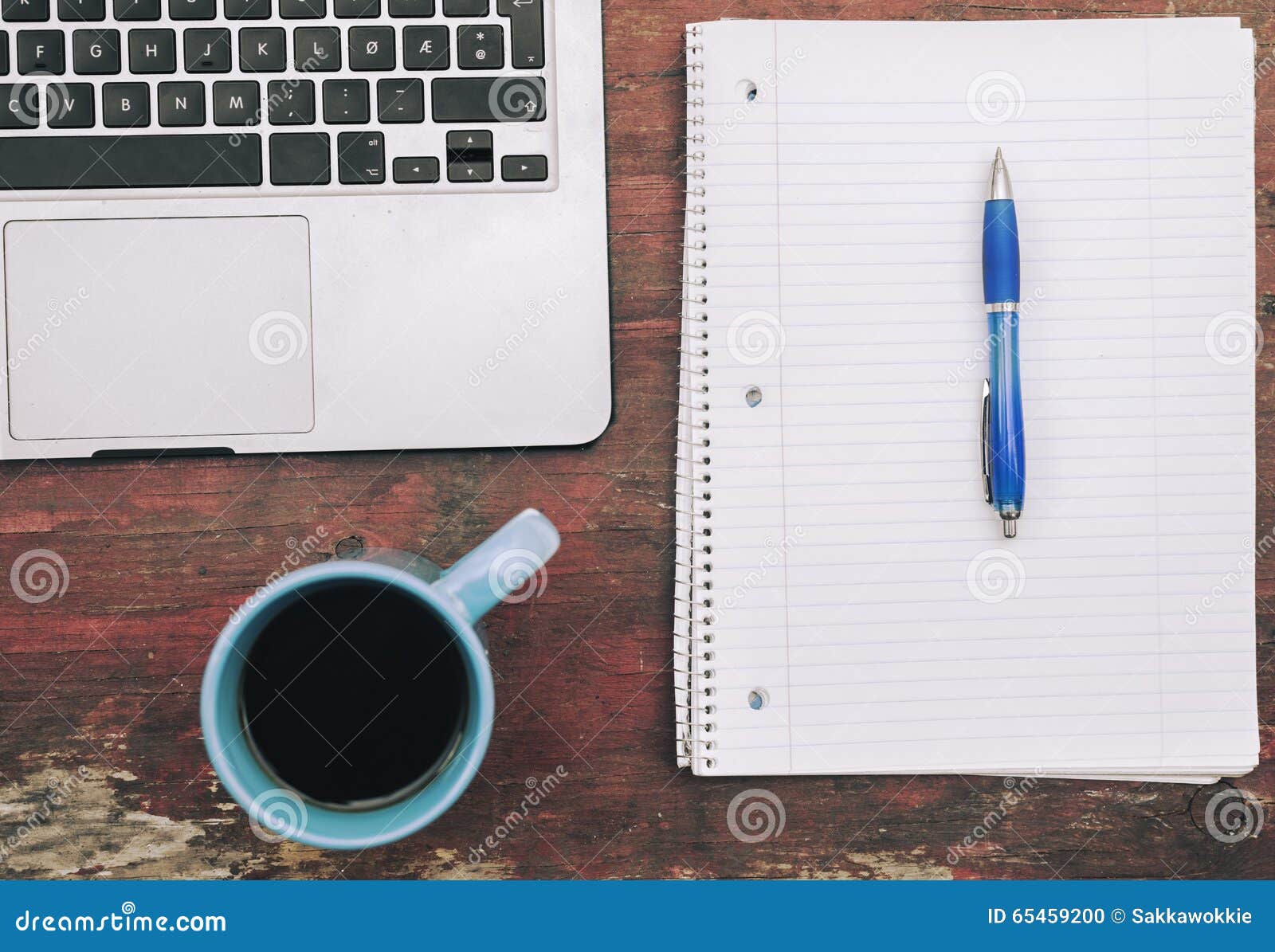 Studying with Note Pad, Computer and Coffee Concept Stock Photo Image of vibrant, shapes 65459200