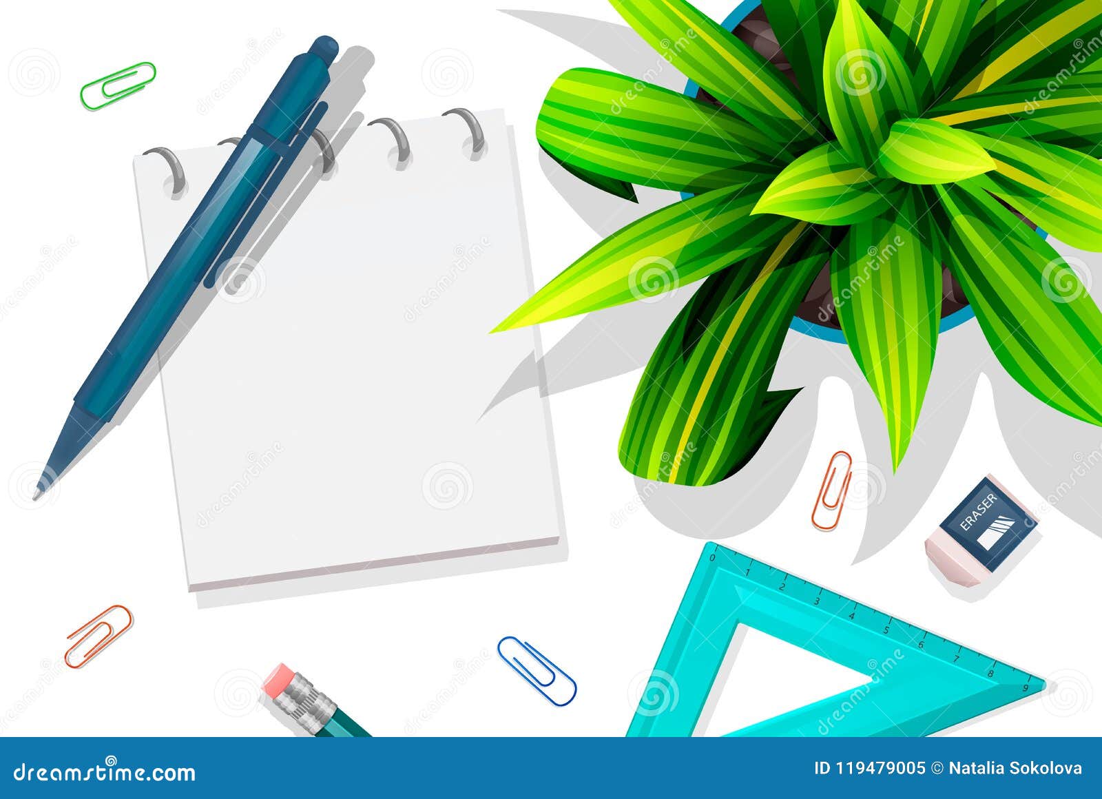 Studying Table Mockup, Top View. Stock Vector - Illustration of blank