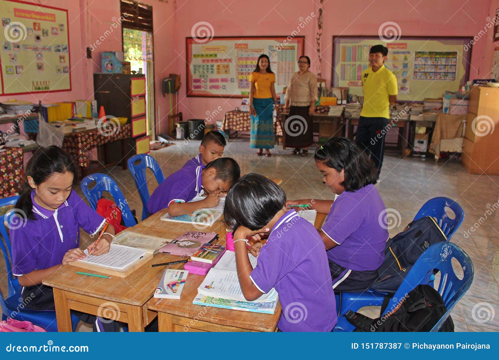 They Are Studying In Their Classroom Editorial Photography Image Of Asia Desk 151787387