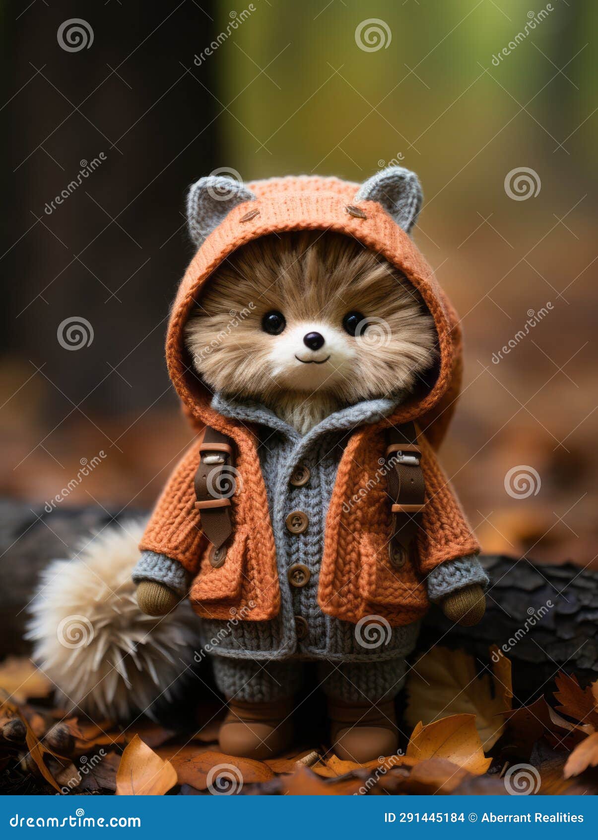 A Stuffed Animal Wearing an Orange Jacket and Hat Stock Illustration