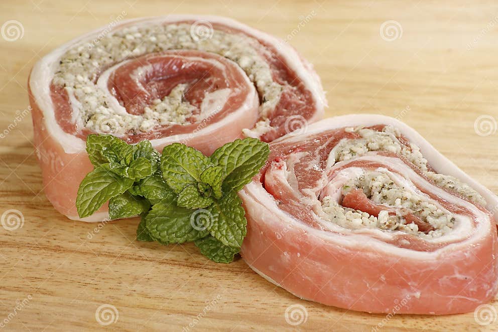 Stuffed breast of lamb stock photo. Image of board, meat - 23073918
