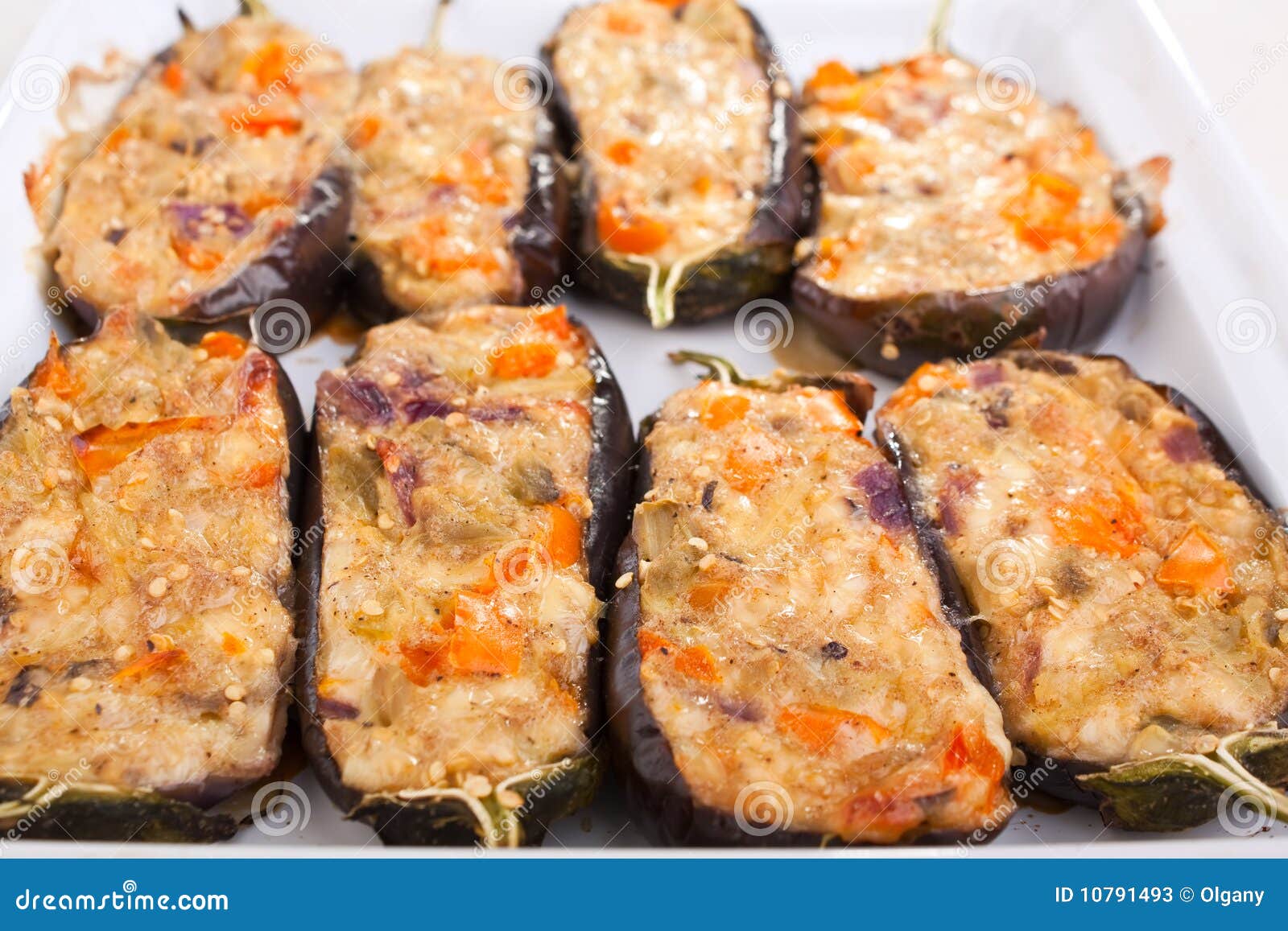 Stuffed with Cheese and Mushrooms Aubergines Stock Image Image of