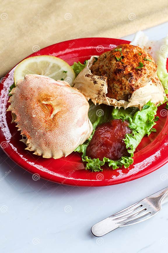 Stuffed Crab Shells stock image. Image of healthy, leaves - 152977633