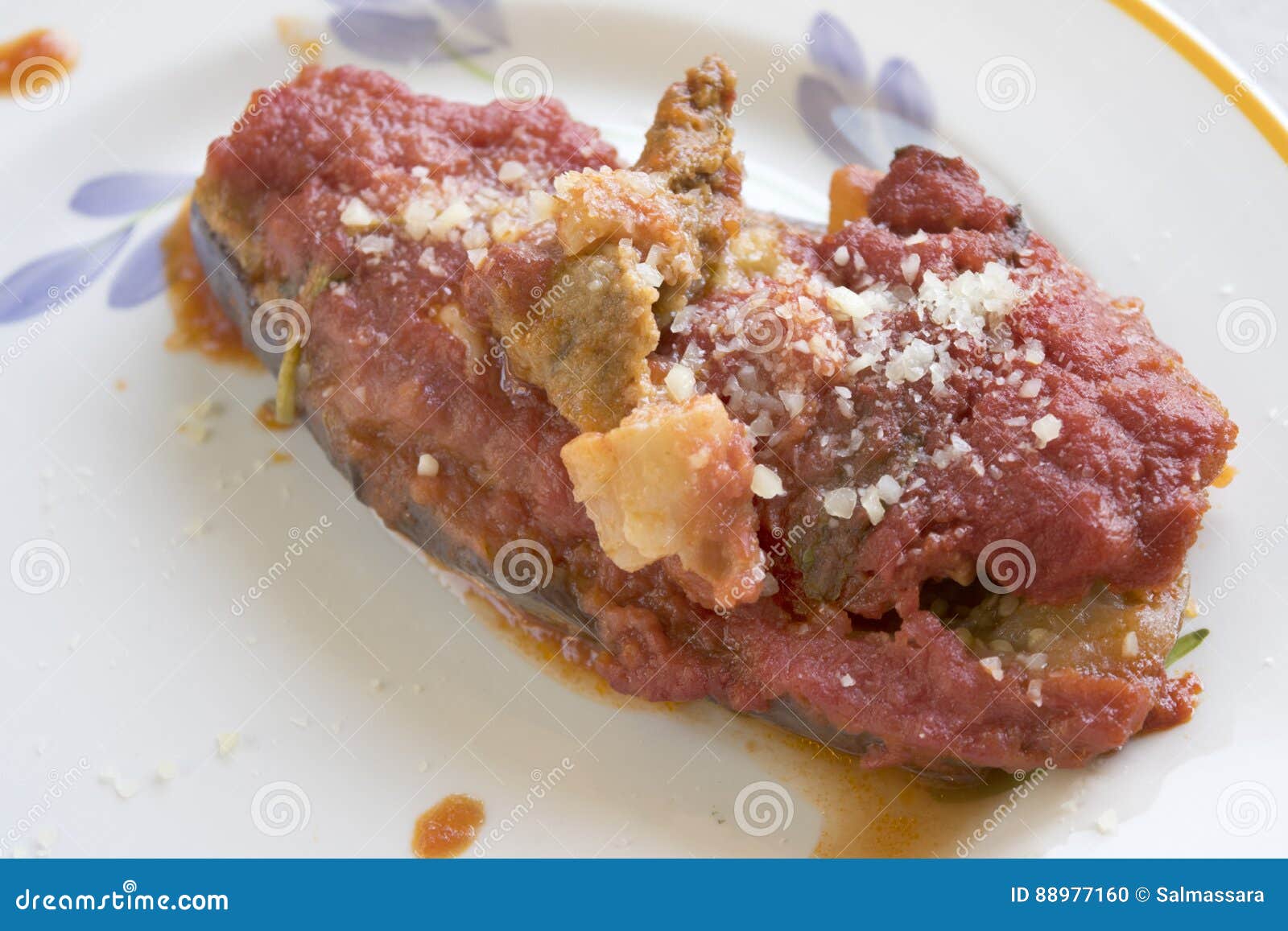 Stuffed Eggplant Ground Beef Stock Photo Image of cheese, sicilian 88977160