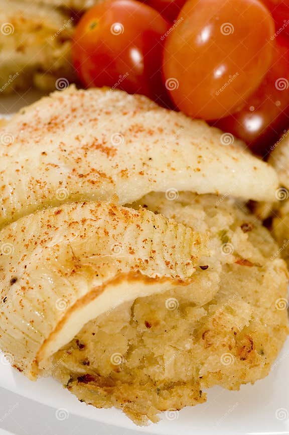 Stuffed fillet of sole stock image. Image of tomato, crabmeat 1183613