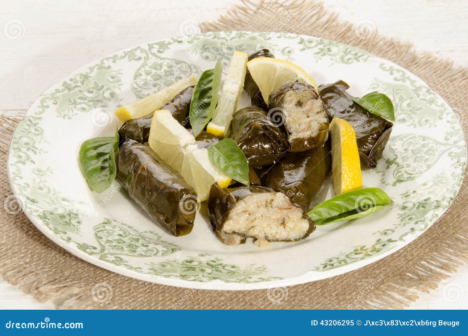 Stuffed Grape Leaves on a Plate Stock Image Image of plate, food