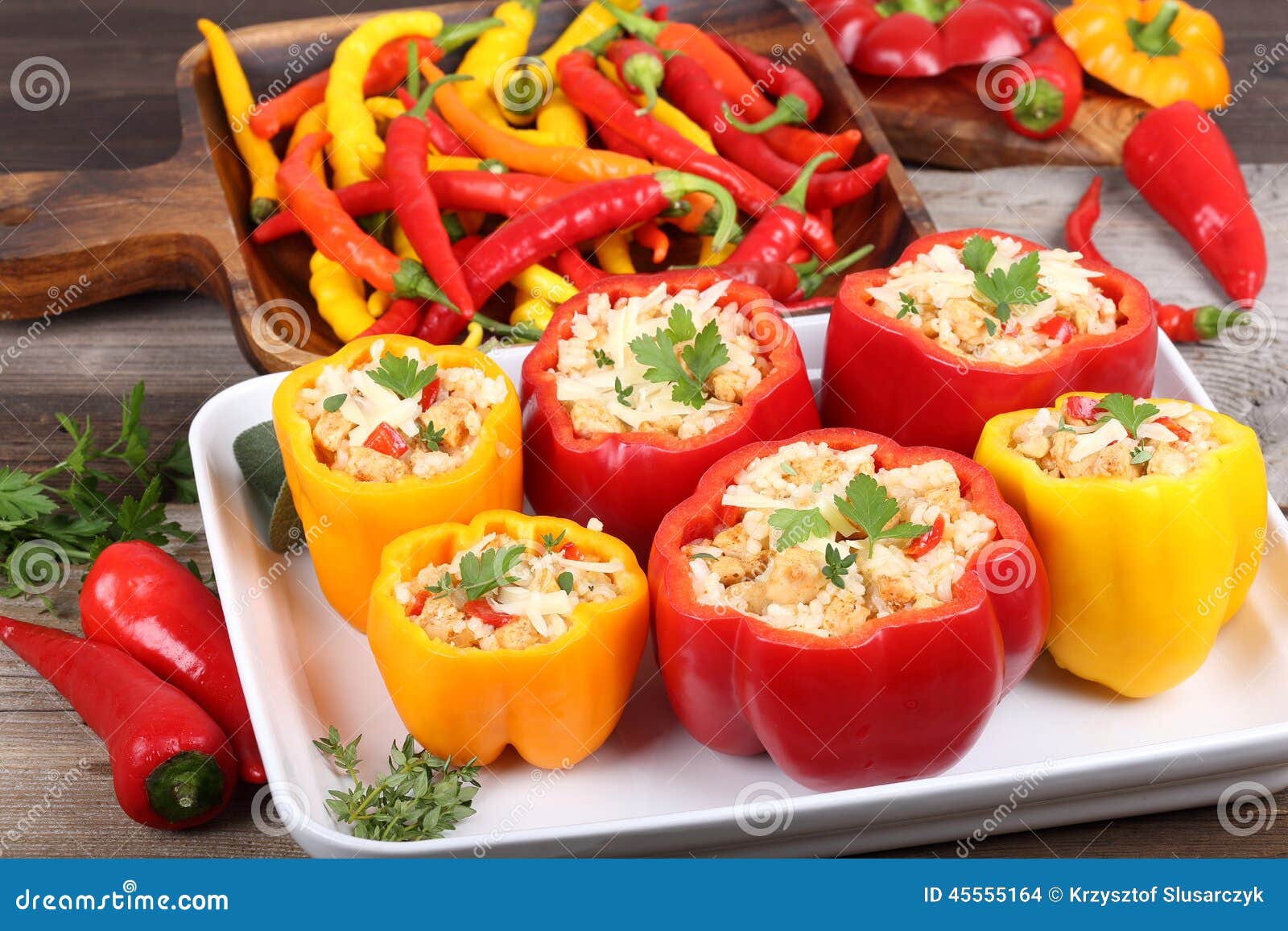 Stuffed peppers stock photo. Image of lunch, filled, yellow 45555164