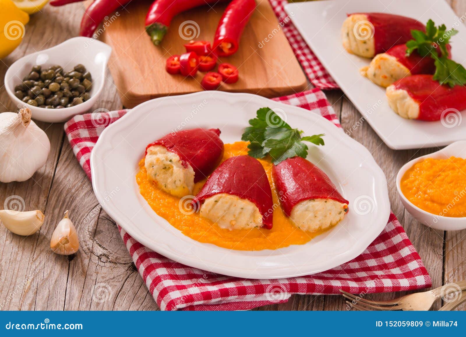 Stuffed Piquillo Peppers with Cod. Stock Image Image of condiment