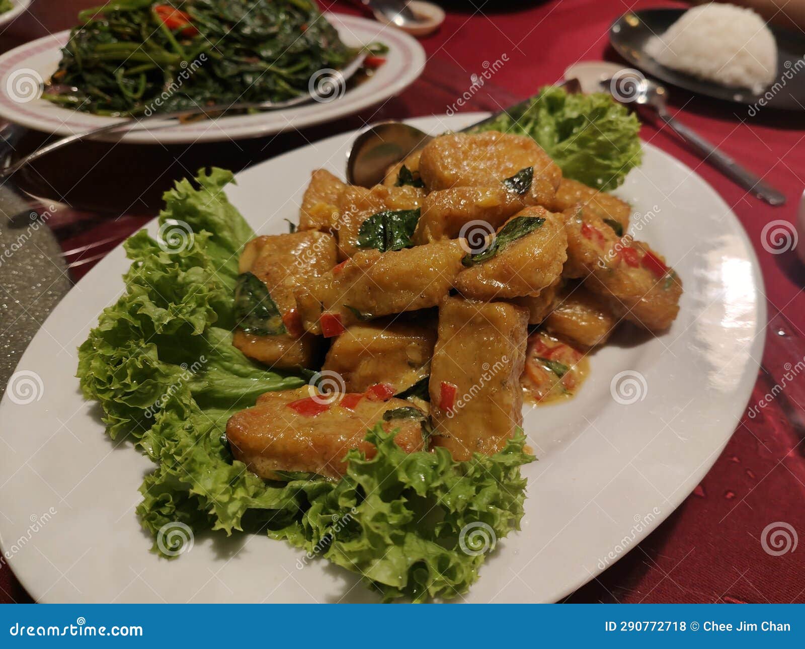 Stuffed Tofu with Salted Egg Gravy Stock Photo Image of salted, gravy