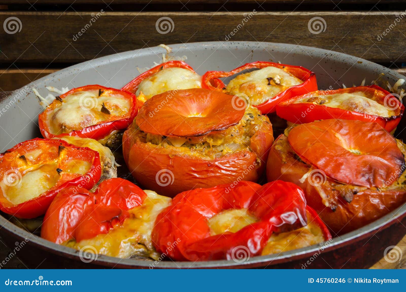 Stuffed Tomatoes and Mushrooms Stock Photo Image of spicy, bell 45760246