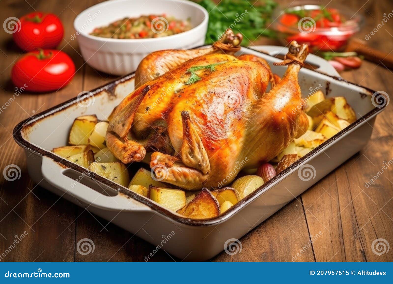 Stuffed Turkey in a Roasting Pan Ready for the Oven Stock Image Image