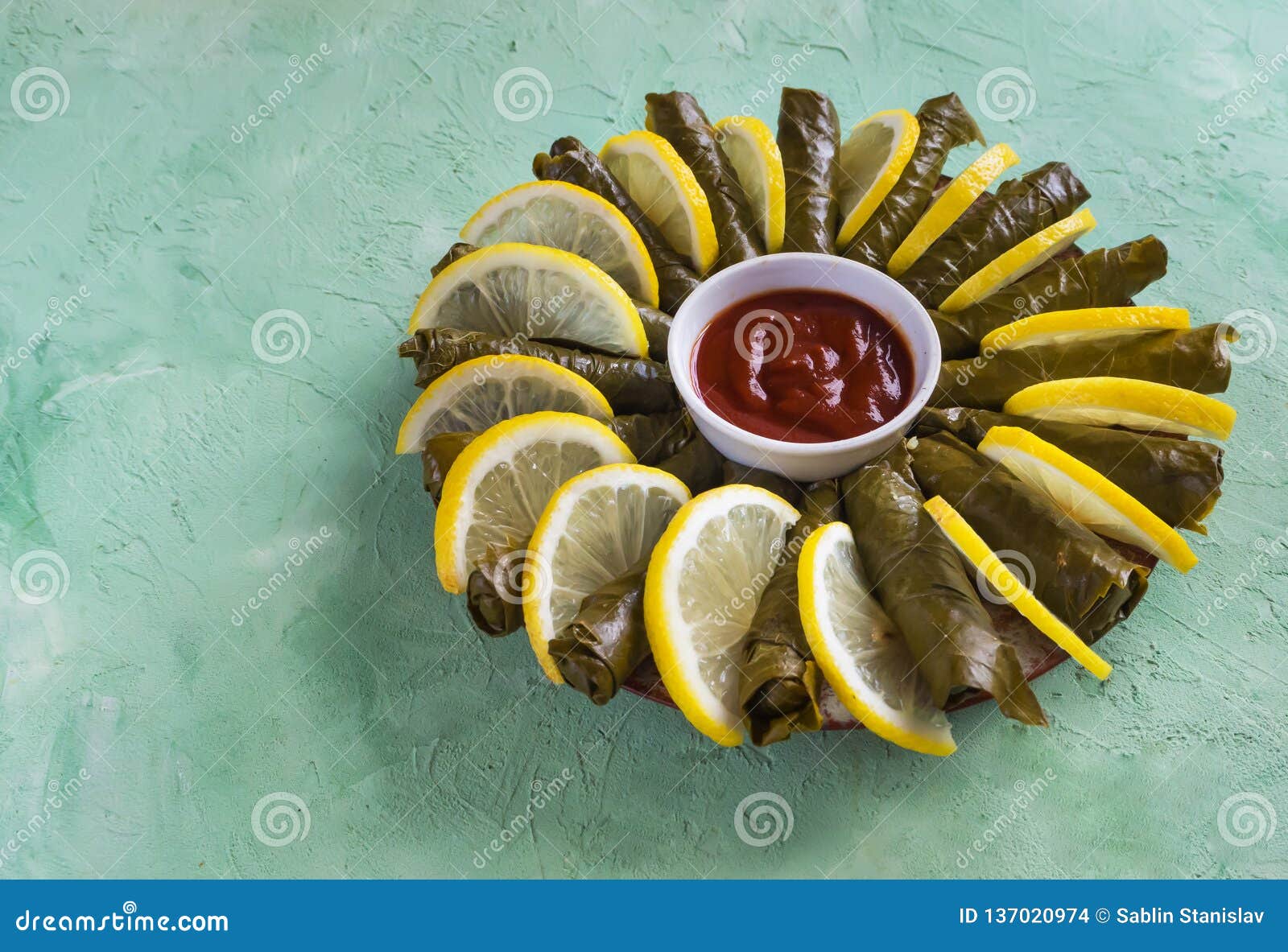 Stuffed Vine Leaves Authentic Turkish Dolma. Stock Photo Image of