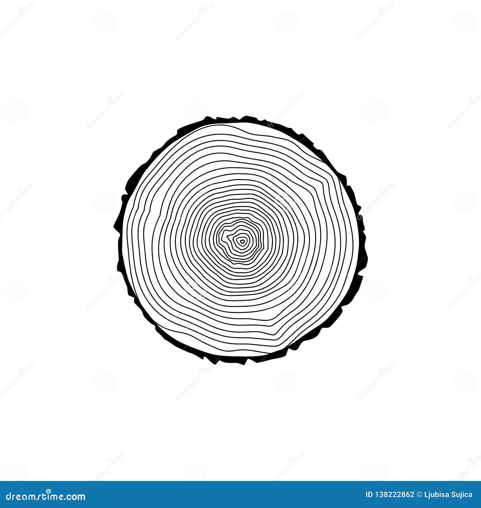 Stump Icon or Logo, Black Tree Rings Icon Stock Vector - Illustration ...