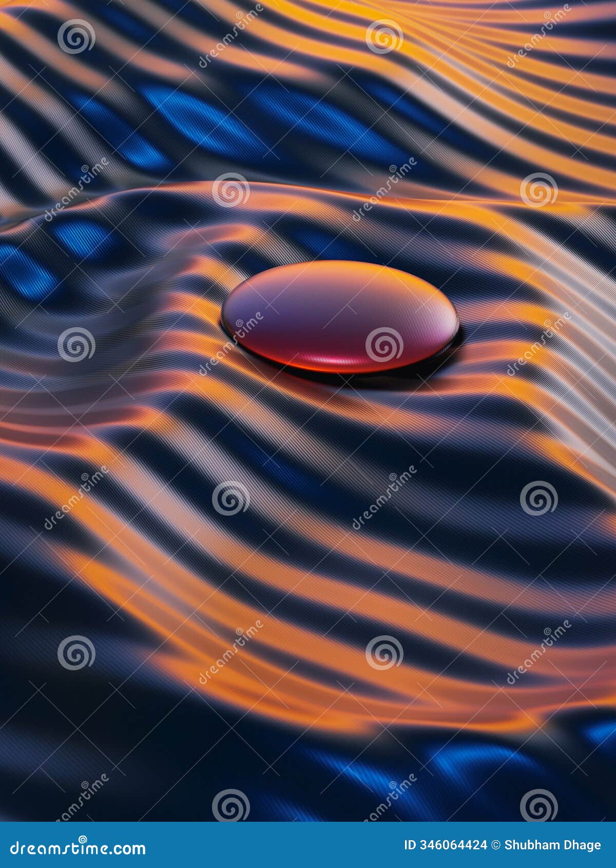 abstract 3d render of a metallic surface with shiny, colorful lights.