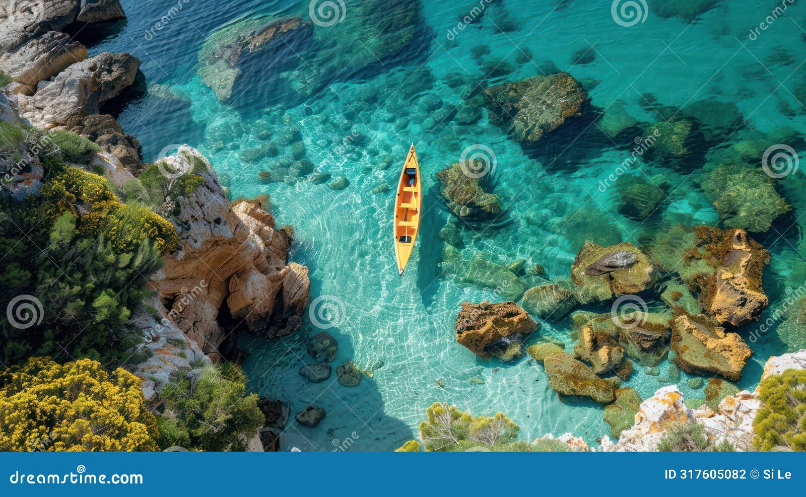 serene canoeing on crystal clear waters of san vito lo capo, sicily, italy - aerial view