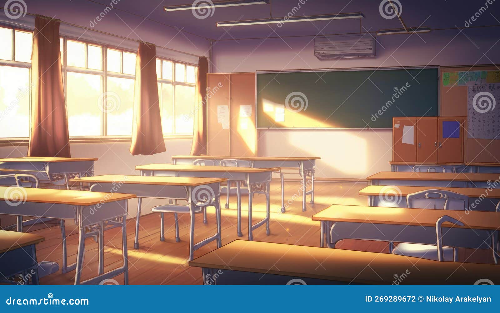 Deserted Anime Classroom: Just Sun, Desks and Chairs, AI Generative Stock  Illustration - Illustration of anime, stunning: 269289684