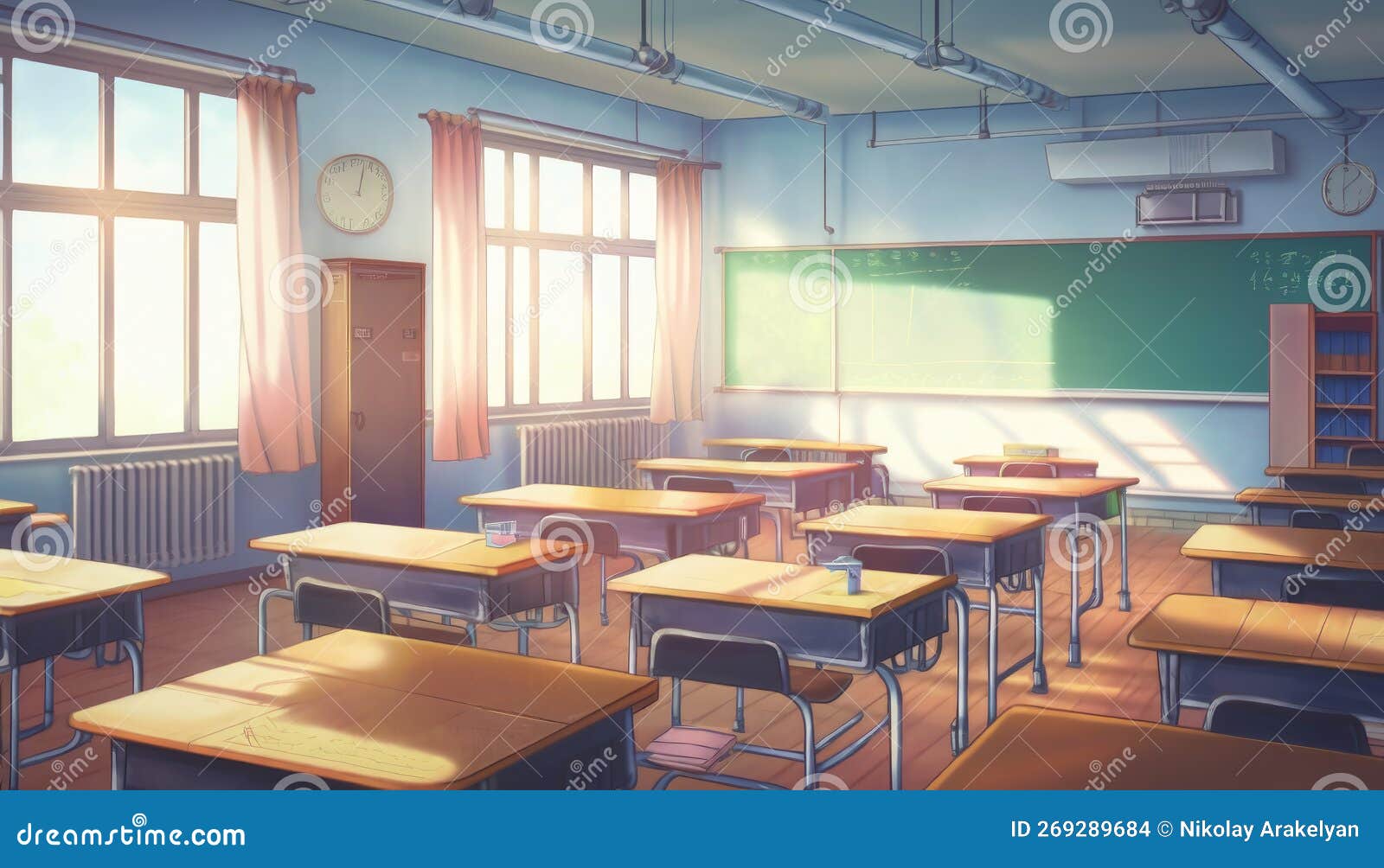 Deserted Anime Classroom: Just Sun, Desks and Chairs, AI Generative Stock  Illustration - Illustration of anime, stunning: 269289684