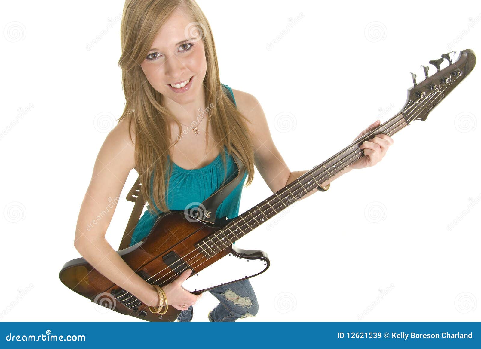 Stunning Bass Player stock image. Image of woman, instrument 12621539