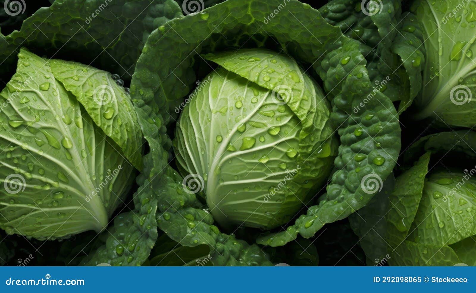 Stunning Cabbages with Water Droplets a Visual Masterpiece Stock