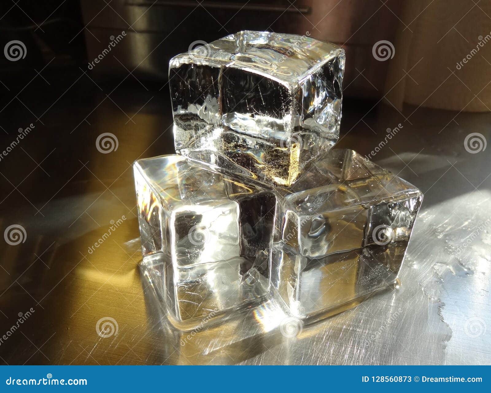 Stunning Crystal Clear Large Ice Cubes Stock Image Image of frozen