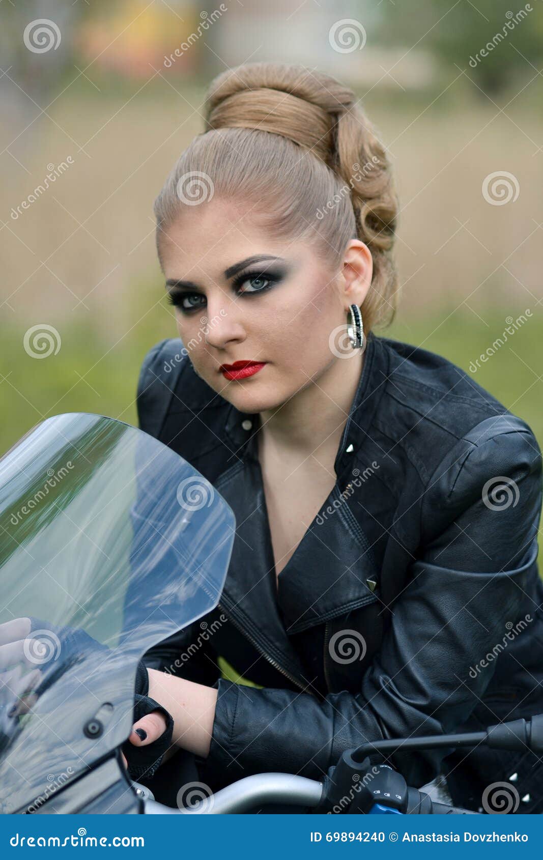 Stunning,fashionable,dangerous,angry,serious Biker Girl with Smokey ...